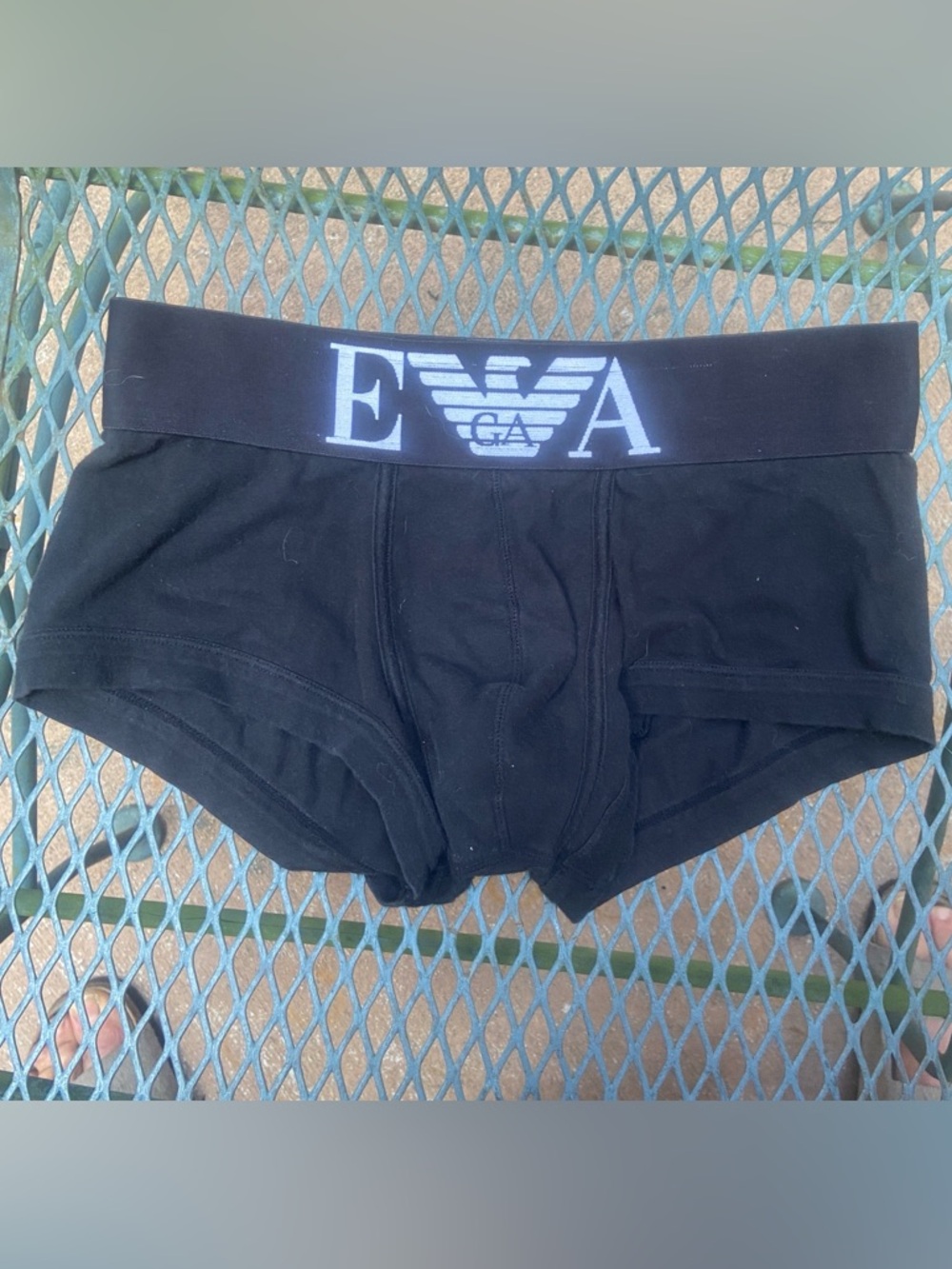 Emporio Armani Black Briefs with White Logo Waistbandu S
